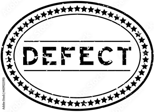 Grunge black defect word oval rubber seal stamp on white background