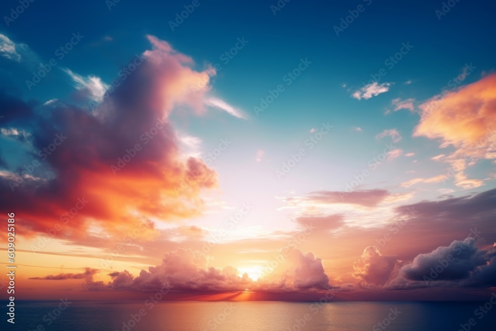 Natural background concept: Sunset blue sky and clouds backgrounds, Generative AI