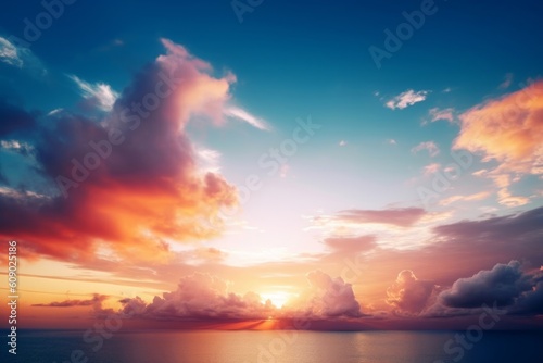 Natural background concept: Sunset blue sky and clouds backgrounds, Generative AI © Harvinder