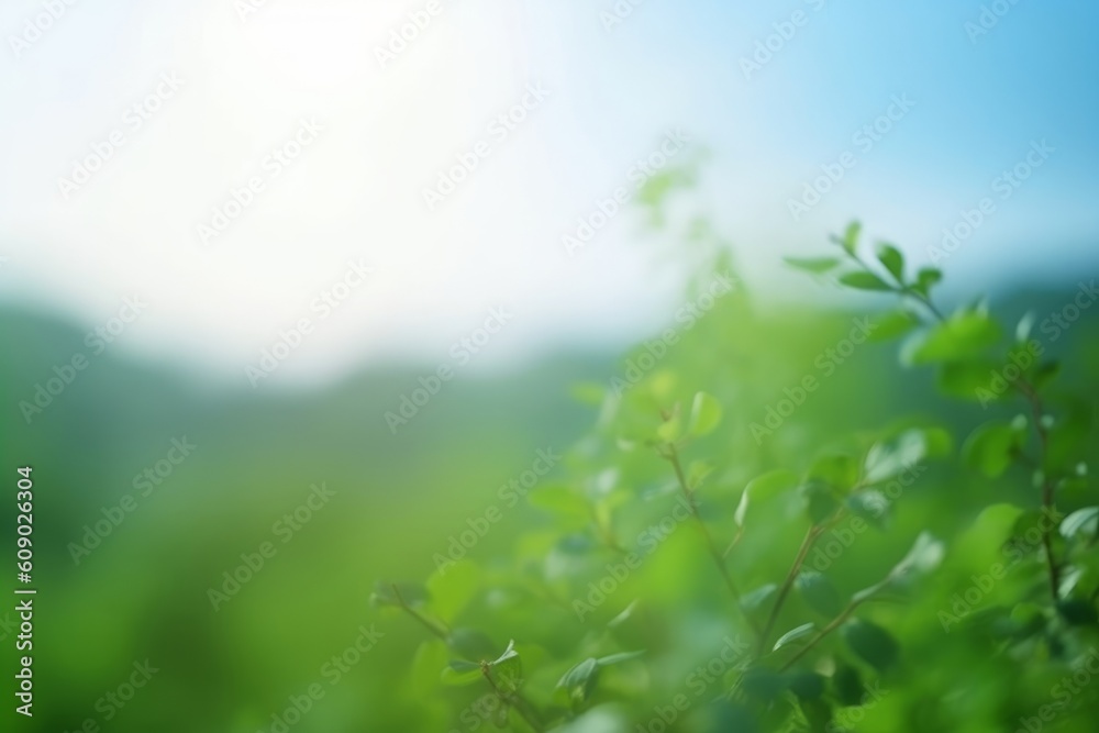 World Environment Day concept: blurred beautiful green nature with blue sky background, Generative AI World Environment Day concept: blurred beautiful green nature with blue sky background, Generative AI
