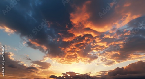 panoramic evening sky and clouds in the morning background, Generative AI