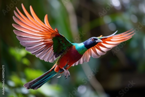colorful bird species in flight, wings stretched and fluttering, created with generative ai © Alfazet Chronicles