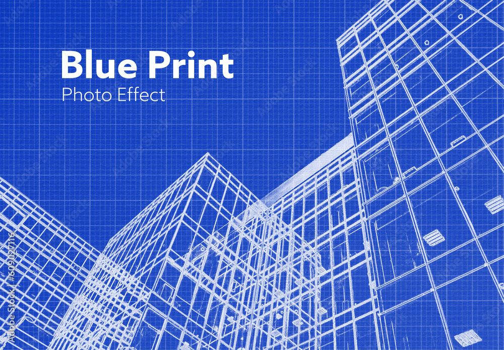Blue Print Photo Effect Stock Template Adobe Stock