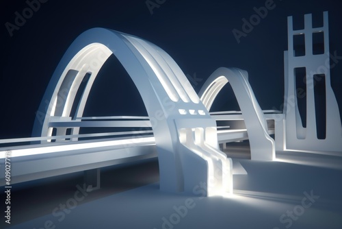 3d model of futuristic city bridge  with sleek lines and geometric shapes  created with generative ai