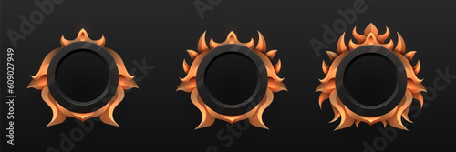 Vintage gold border circular game avatar banner frames for game ui design