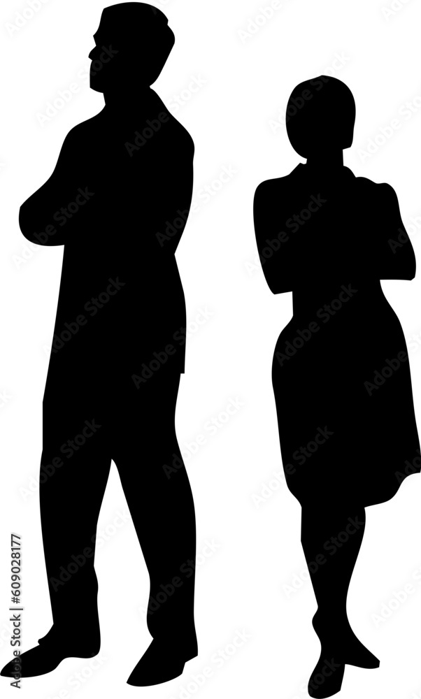 couple with their backs to each other black silhouette couple with their backs to each other black silhouette