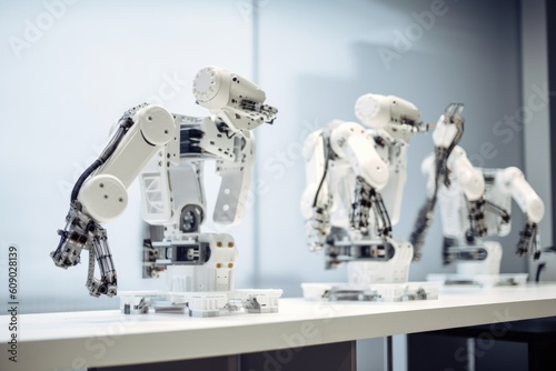 team of 3d printing robots working together to create a new product, created with generative ai