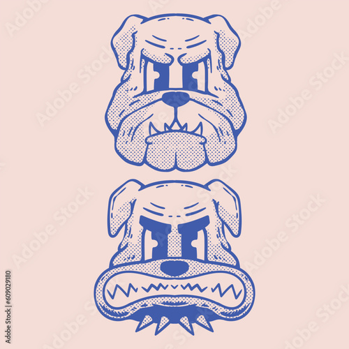 hand drawn dog head illustration in vintage style