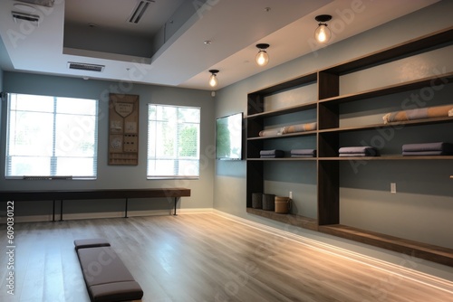 yoga studio  with clean and clutter-free environment for practice  created with generative ai