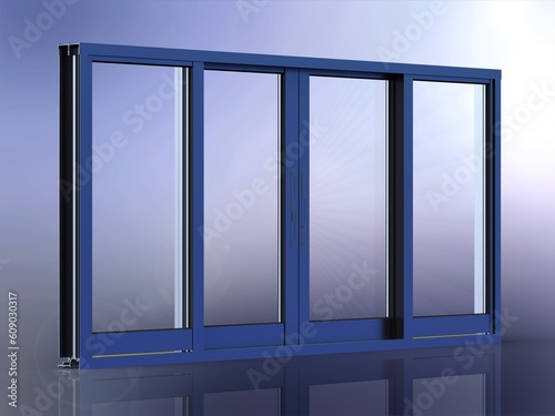 Aluminium Sliding Window 4 Panels 3D model