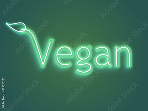 Vegan sight neon eat green symbol 