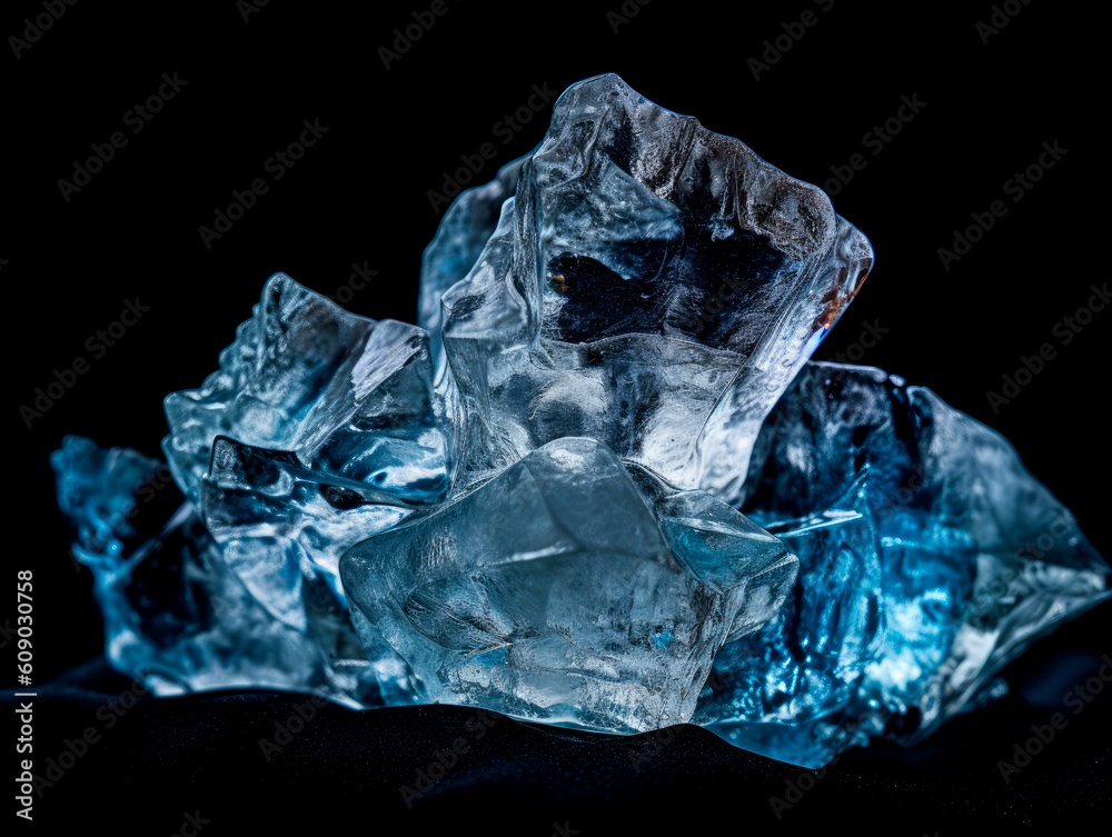 Obraz premium Ice cubes on black background