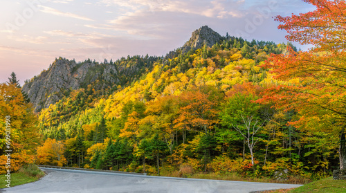 Sunrise light with autumn colors at Dixville Notch Sate Park - New Hampshire - Scenic Drive