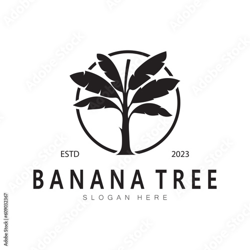 Simple Silhouette Banana Tree  Logo. Flat Design vector