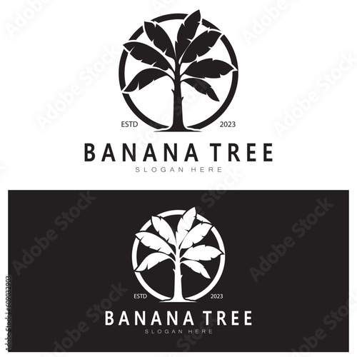Simple Silhouette Banana Tree  Logo. Flat Design vector