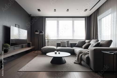 minimalist room  with simple lines and colors  that lets the viewer s attention to focus on the details of interior design  created with generative ai