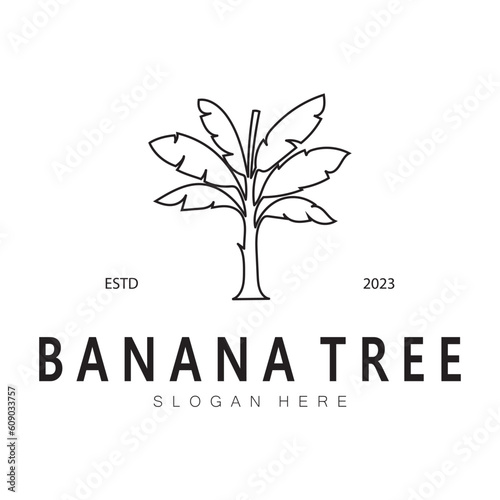 Simple Silhouette Banana Tree  Logo. Flat Design vector