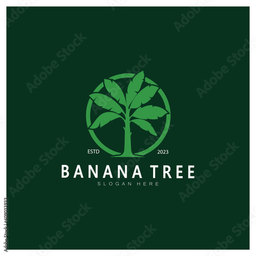 Simple Silhouette Banana Tree  Logo. Flat Design vector