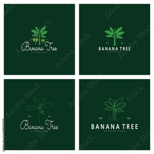 Simple Silhouette Banana Tree  Logo. Flat Design vector