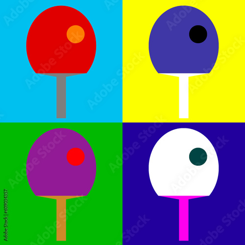 Raquetes de ping pong em ilustração digital replicadas estilo Pop Art photo