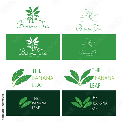 Simple Silhouette Banana Tree  Logo. Flat Design vector
