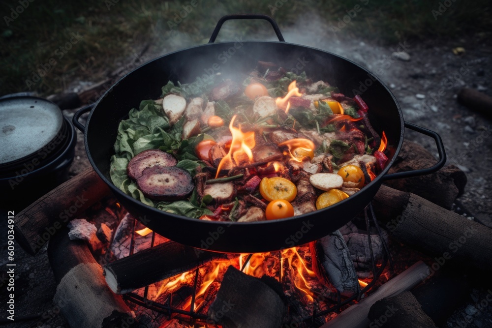 campfire cookbook, filled with recipes for camping and outdoor adventure, created with generative ai campfire cookbook, filled with recipes for camping and outdoor adventure, created with generative ai