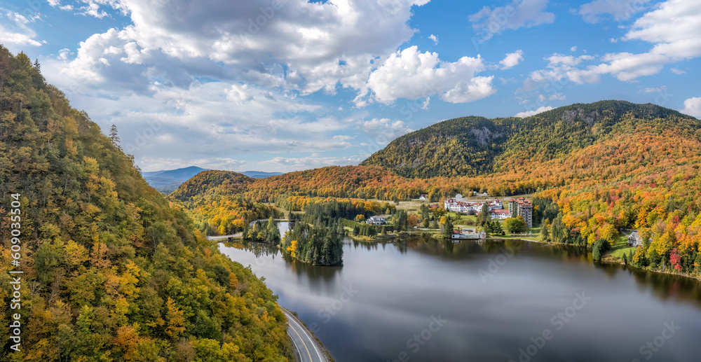 Dixville Notch State Park in Autumn - New Hampshire - view towards The Balsams and Lake Gloriette