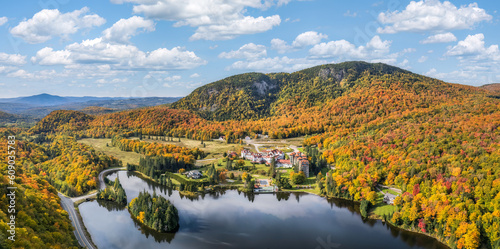 Dixville Notch State Park in Autumn - New Hampshire - view towards The Balsams and Lake Gloriette