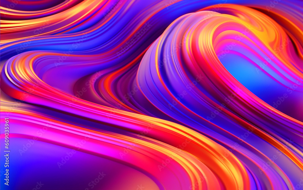 Liquid shapes abstract holographic 3D wavy background