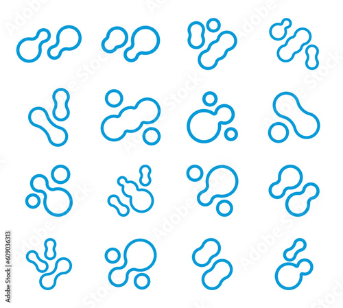Prebiotic, microbe, lactobacillus shape big icon set