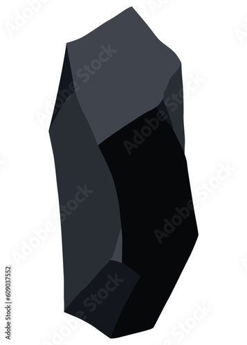 Coal black mineral resources. Pieces of fossil stone. Polygonal shape. Black rock stone of graphite or charcoal. Energy resource charcoal icon