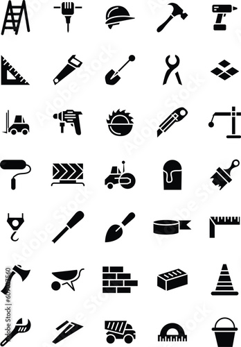 construction icon set, building icon set, industry icon set, repair icon set, equipment icon set, solid icon