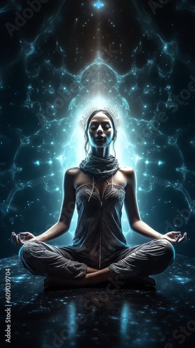 Woman in meditation. Ai generated 