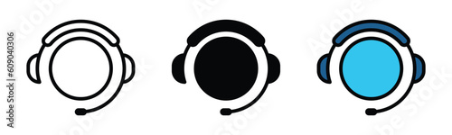 Customer support, assistance, technical support, customer service, call center, hotline, operator, staff, agent, service icon vector set in line and flat style for app and website. Vector illustration