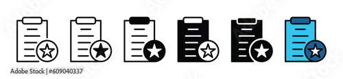 Wish list icons set. Wishlist, favorite list icon in line, flat, and color style on white background with editable stroke for apps and websites. Vector illustration