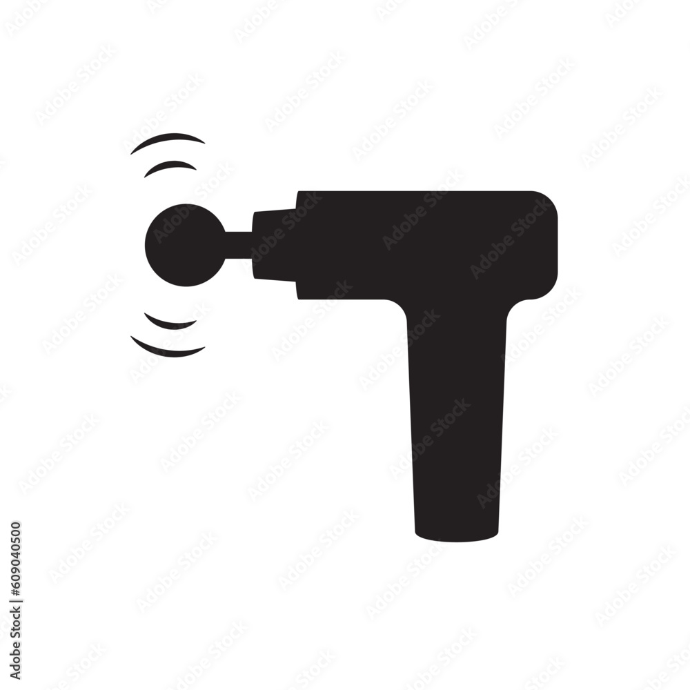 Massage gun silhouette icon. Clipart image isolated on white background