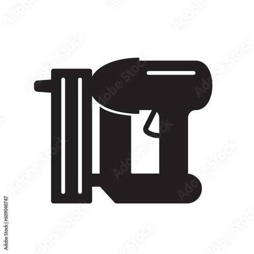 Pin nail gun silhouette icon. Clipart image isolated on white background