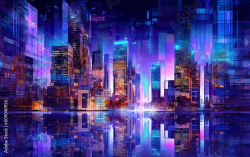 Experience the Magnificence of a Futuristic Cityscape: Mesmerizing Urban Setting with Striking Skylines and Towering Architectural Marvels, Generative AI