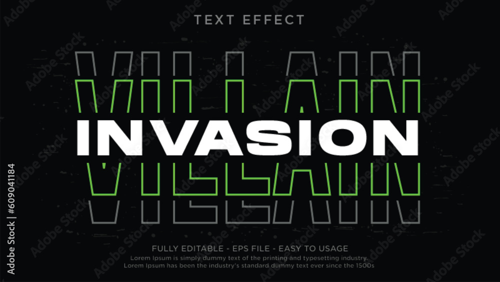 Villain invasion editable text effect with streetwear style for tshirt design - obrazy, fototapety, plakaty 