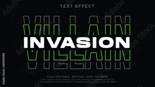 Photo Villain invasion editable text effect with streetwear style for tshirt design