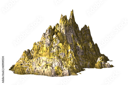 shape rock yellow and white texture isolated white background 3d rendering