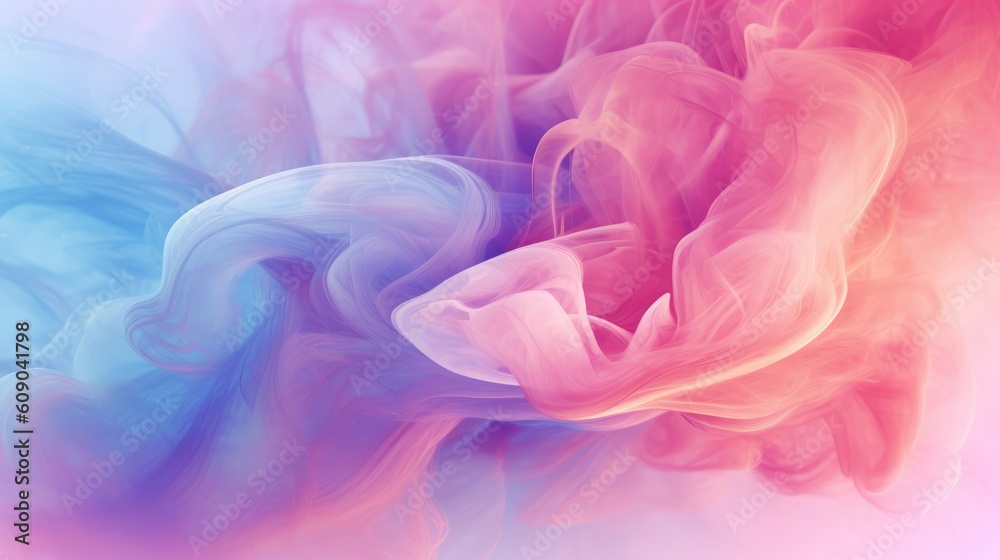 Pastel pink and blue smoke. Multicolor, abstract background. Dreamy motion. 