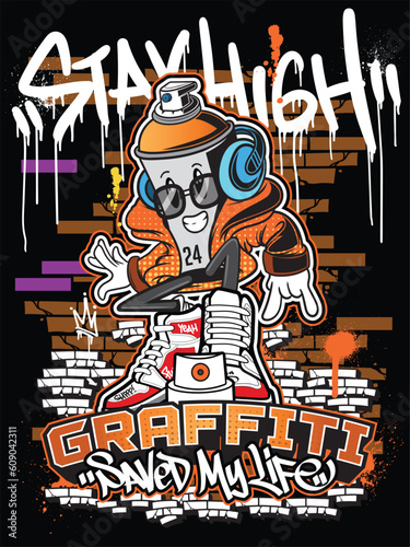 Graffiti art Urban vector illustration. Graffiti cartoon design artwork.