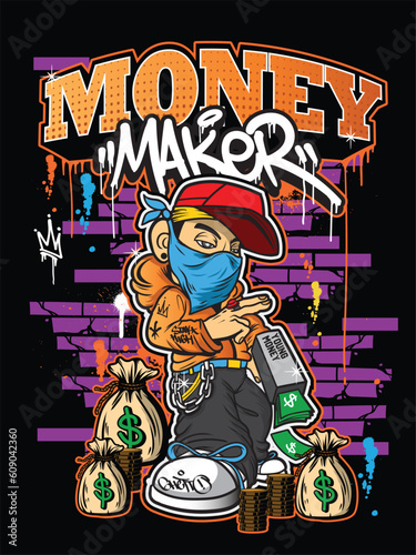 Graffiti art Urban vector illustration. Graffiti cartoon design artwork.