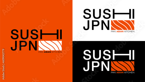 Vector Icon Style Illustration Logo of Asian Fast Food, Salmon Roll, Minimalistic Object