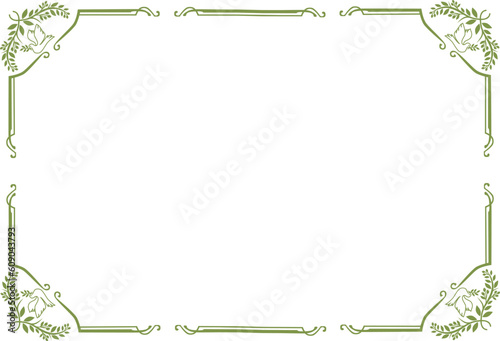 シンプルオリーブと鳩の枠　 simple green olives and doves frame