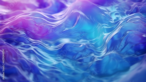 abstract blue and purple waves, in the style of rendered in cinema4d, hyper-realistic water, Generate AI Art