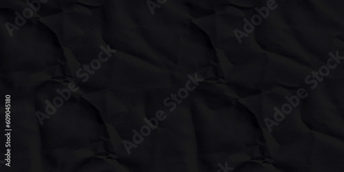 Black crumpled paper texture background. Trendy image. Vector art