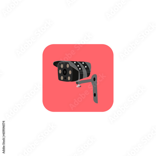 Modern CCTV camera on a wall. A blurred night cityscape background. Concept of surveillance and monitoring. Toned image double exposure mock up Outdoor and indoor IP Surveillance Camera