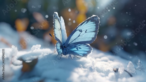 A light blue ice butterfly